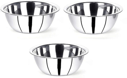 VINOD Steel Mixing and Serving Donga Stainless Steel Bowl -3 Pcs Set