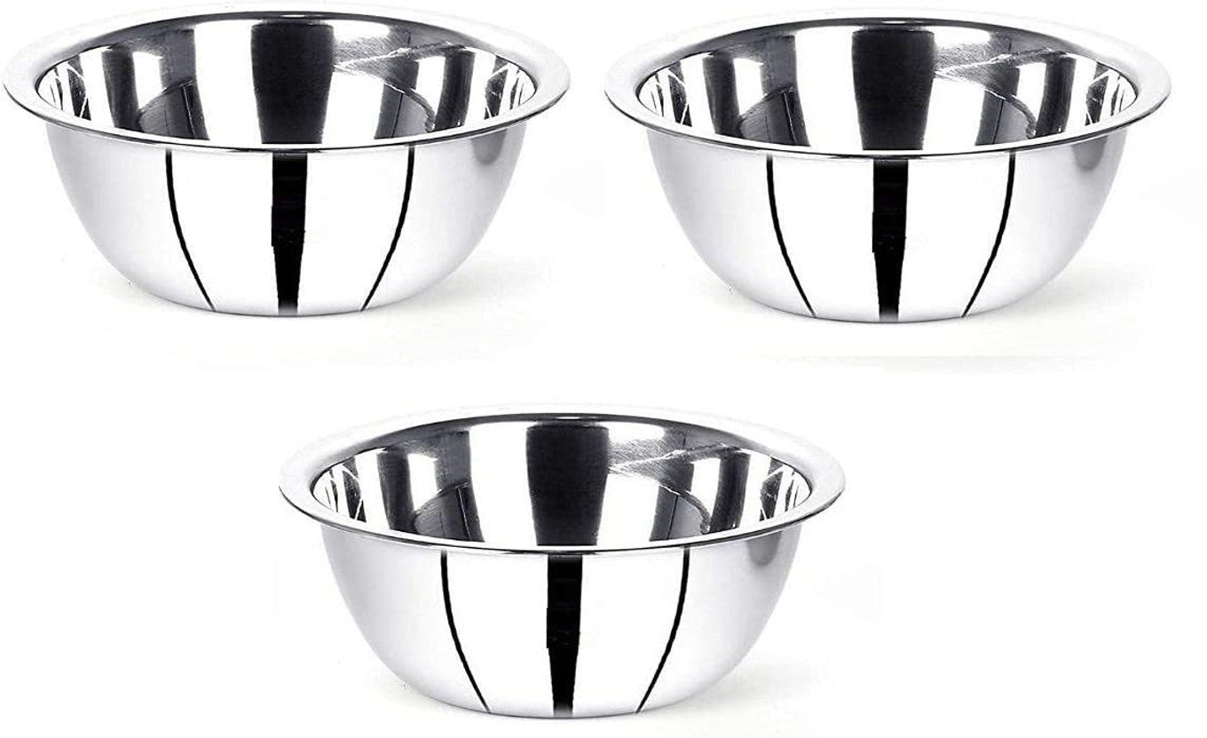 VINOD Steel Mixing and Serving Donga Stainless Steel Bowl -3 Pcs Set