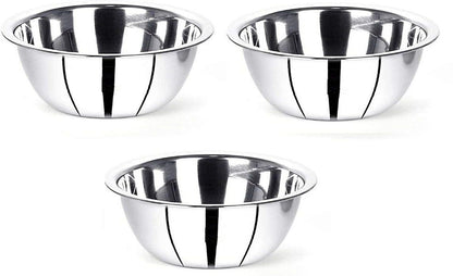 VINOD Steel Mixing and Serving Donga Stainless Steel Bowl -3 Pcs Set