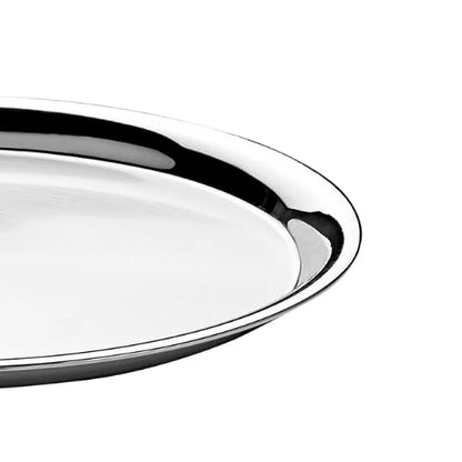 Vinod Stainless Steel Two Tone German Bogi Dish – Serving Dish/Salad Plate/Snack Plate, Set of 6 Pieces, Diameter 21.5 cm, Smokey Grey, Small