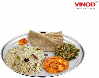 Vinod Stainless Steel Rajbhog Plate, Dinner Plate (Dia-28.5 cm, Pack of 2)