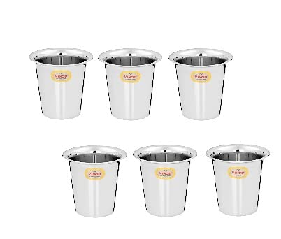 Vinod Stainless Steel Rampatra Glass, Set of 6, For Tea & Coffee