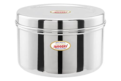 JAGGERY Heavy Gauge Stainless Steel Container/Storage Box/Deep Betha Dabba/Grocery Canister/Multipurpose Dibba (Capacity- 1500ml, pack of 1pc) for Laddu/Papad/Chips/idli