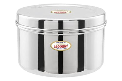 JAGGERY Brand Heavy Gauge Stainless Steel Container/Storage Box/Deep Betha Dabba/Grocery Canister/Multipurpose Dibba, for Laddu/Papad/Chips/idli/snacks/sweets/chapati,puri etc (10no.)
