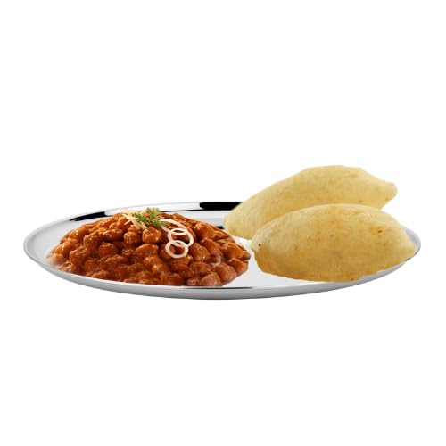 Vinod Mirror Finished Bangla Bogi Steel Dinner Plate - Pack of 6 (Dia- 29cm, 11.4 inch)