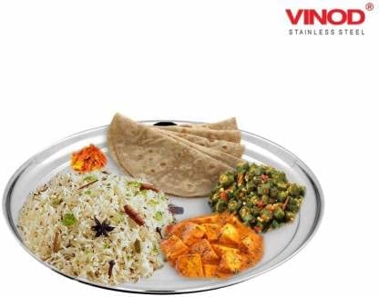 Vinod Stainless Steel Rajbhog Plate, Dinner Plate (Dia-30 cm, Pack of 4)