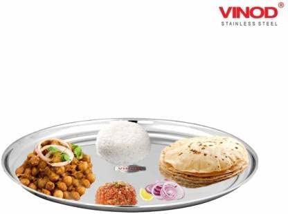 Vinod Stainless Steel Rajbhog Plate, Dinner Plate (Dia-30 cm, Pack of 2)