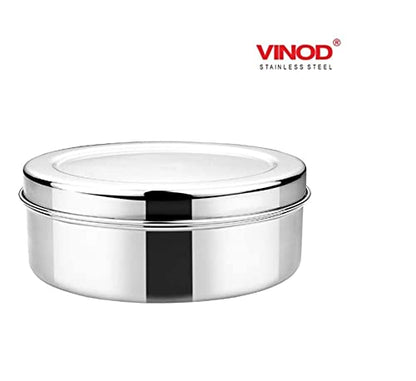 Vinod Stainless Steel Container for Puri, Parantha and Medium Size Papad (Capacity - 1850ml, Dia- 20 cm, Height- 7.5 cm)