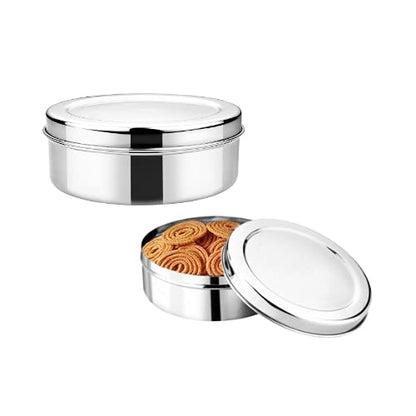 Vinod Stainless Steel Puri Dabba, Food Storage Container, Airtight Container – Pack of 2, Capacity 2100 ml & 2500 ml