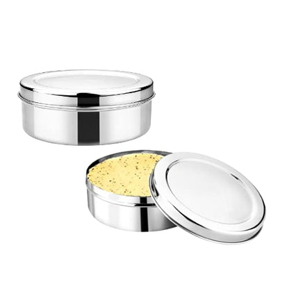 Vinod Stainless Steel Puri Dabba, Food Storage Container, Airtight Container – Pack of 2, Capacity 1200 ml Each, Smokey Grey, Medium (VINODPURID2PC1200)