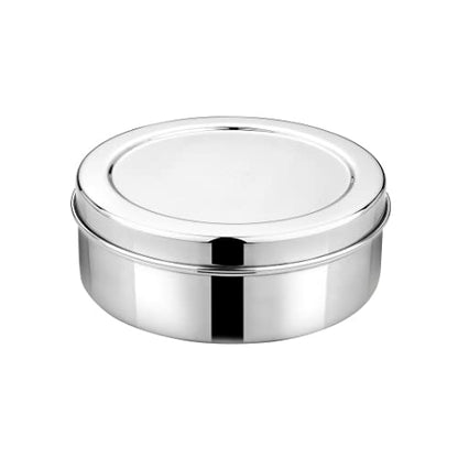 Vinod Stainless Steel Puri Dabba, Food Storage Container, Airtight Container – Pack of 2, Capacity 1500 ml & 2100 ml, Smokey Grey, Large (VINODPURID2PC1521)