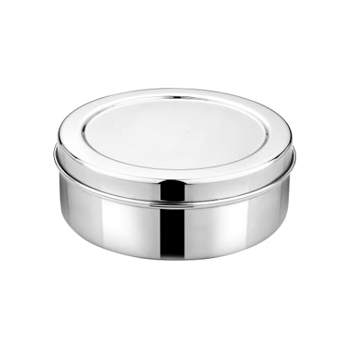 Vinod Stainless Steel Puri Dabba, Food Storage Container, Airtight Container – Capacity 2500 ml, Smokey Grey, Large (VINODPURID2500ML)