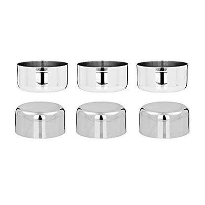 VINOD Stainless Steel Solid Kartori Bowl - Set of 6 Pcs, Bombay Vati