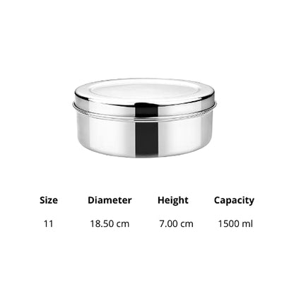 Vinod Stainless Steel Puri Dabba, Food Storage Container, Airtight Container – Capacity 1500 ml, Smokey Grey, Medium (VINODPURID1500ML)