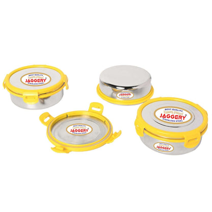 JAGGERY Stainless Steel Airtight & Leak Proof Steelexo,Lunch Box with Stainless Steel Lid Set of 3Pcs,Best for Daily use Kitchen Breakfast Home Office and School ((350 ml & 600 ml, 2 pcs))
