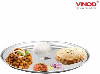 Vinod Stainless Steel Rajbhog Plate, Dinner Plate (Dia-28.5 cm, Pack of 2)