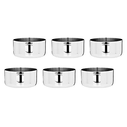 VINOD Stainless Steel Solid Kartori Bowl - Set of 6 Pcs, Bombay Vati