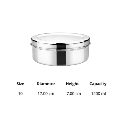 Vinod Stainless Steel Puri Dabba, Food Storage Container, Airtight Container – Capacity 1200 ml, Smokey Grey, Medium (VINODPURID1200ML)