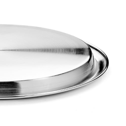 Vinod Stainless Steel Two Tone Plate, Lunch & Dinner Plate, Set of 4 Pieces, Diameter 31.5 cm, Smokey Grey, Large