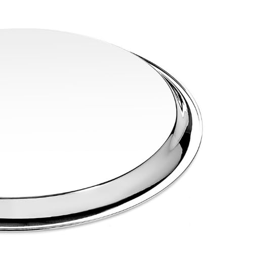 Vinod Stainless Steel Two Tone German Bogi Dish – Serving Dish/Salad Plate/Snack Plate, Set of 6 Pieces, Diameter 21.5 cm, Smokey Grey, Small