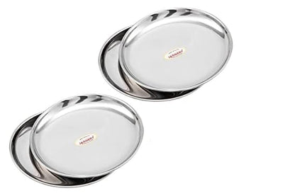 JAGGERY® Stainless Steel Dinner Thali, Lunch Dinner Thali Plates, Bangla Bogi Jumbo Plate,Pack of 6, Dia - 28.4Cm
