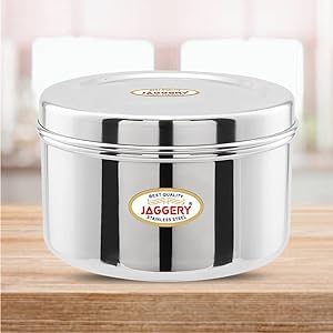 JAGGERY Brand Heavy Gauge Stainless Steel Container/Storage Box/Deep Betha Dabba/Grocery Canister/Multipurpose Dibba (Capacity- 1900ml, pack of 1pc) for Laddu,Papad,Chips,idl