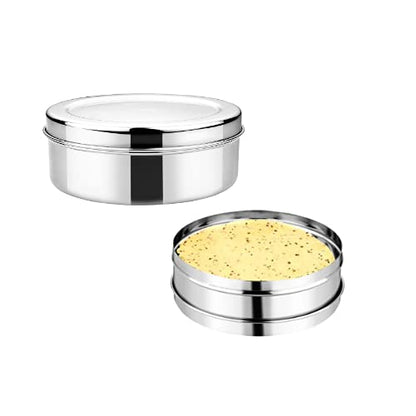 Vinod Stainless Steel Puri Dabba, Food Storage Container, Airtight Container – Pack of 2, Capacity 1200 ml & 1500 ml, Smokey Grey, Medium (VINODPURID2PC1215)