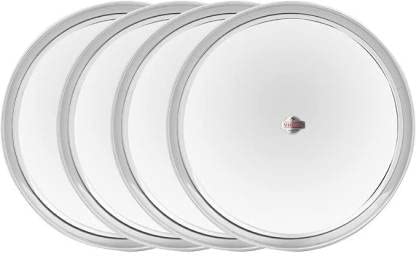 Vinod Stainless Steel Rajbhog Plate, Dinner Plate (Dia-30 cm, Pack of 4)