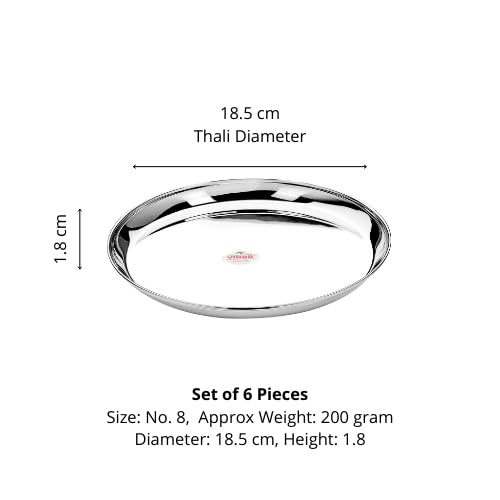 Vinod Stainless Steel Two Tone German Bogi Dish – Serving Dish/Salad Plate/Snack Plate, Set of 4 Pieces, Diameter 18.5 cm, Smokey Grey, Small