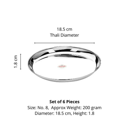 Vinod Stainless Steel Two Tone German Bogi Dish – Serving Dish/Salad Plate/Snack Plate, Set of 4 Pieces, Diameter 18.5 cm, Smokey Grey, Small