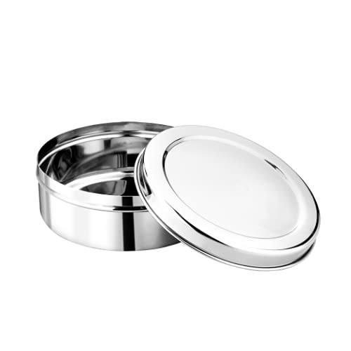 Vinod Stainless Steel Puri Dabba, Food Storage Container, Airtight Container – Pack of 2, Capacity 1200 ml Each, Smokey Grey, Medium (VINODPURID2PC1200)