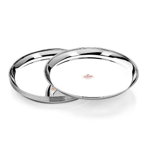 Vinod Stainless Steel Plate - Set of 6, Smokey Grey, Small (VINODTTGB186)