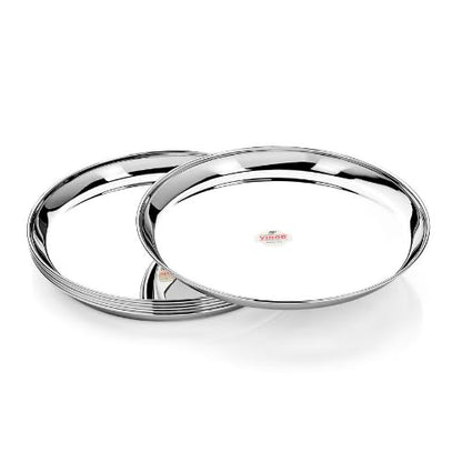 Vinod Stainless Steel Plate - Set of 6, Smokey Grey, Small (VINODTTGB186)