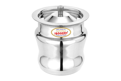 JAGGERY Stainless Steel Ghee Pot,Oil Pot, Ghee Storage Container with Lid and Spoon,Capcity-260ml, (Dia-8cm, H-8.5cm)