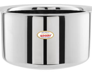 JAGGERY Brand- Stainless Steel Round Bottom Heavy Gauge Patila/Bhagona/Tapeli/Tope Capacity 5 Litre (Pack of 1)
