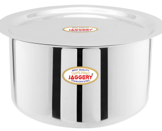 JAGGERY Brand- Stainless Steel Round Bottom Heavy Gauge Patila/Bhagona/Tapeli/Tope with Lid 1 LTR to 3 LTR (Pack of 5) 1.1 LTR, 1.4 LTR, 1.8 LTR, 2.4 LTR, 3 LTR