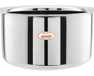 JAGGERY Brand- Stainless Steel Round Bottom Heavy Gauge Patila/Bhagona/Tapeli/Tope 3.5 LTR, 4.5 LTR, (Pack of 2)