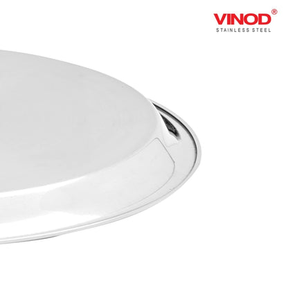 Vinod Stainless Steel Two Tone German Bogi Dish – Serving Dish/Salad Plate/Snack Plate, Set of 4 Pieces, Diameter 21.5 cm, Smokey Grey, Small