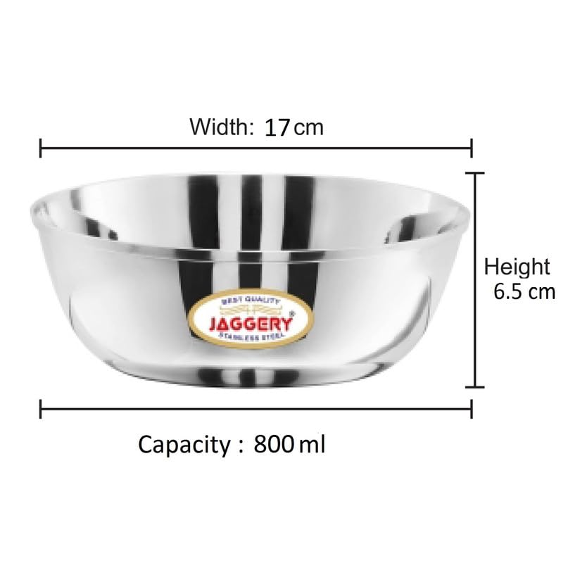 JAGGERY Stainless Steel 700ml Katora Set, Big Bowl