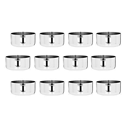 VINOD Stainless Steel Solid Kartori Bowl - Set of 12 Pcs, Bombay Vati