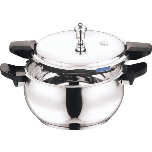 Vinod Magic Stainless Steel 3-in-1 Pressure Cooker with Pressure Lid, Straining Lid and Glass Lid
