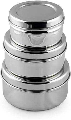 Vinod Stainless Steel Puri Dabba, Storage Containers - Pack of 3 (Diameter: 13Cm, 11Cm, 10Cm), Silver