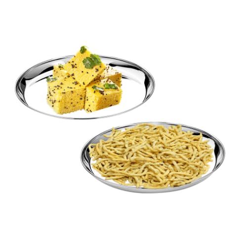 Vinod Stainless Steel Plate - Set of 6, Smokey Grey, Small (VINODTTGB186)