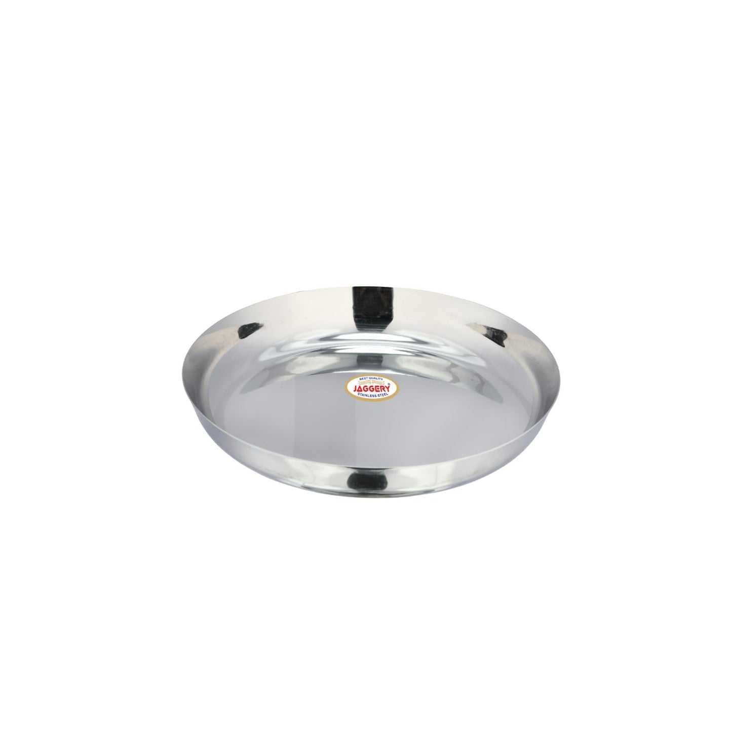 JAGGERY Stainless Steel Rice Platter to Serve Rajma Chawal, Chhole Chawal Or Curry Rice Bowl, Diameter - 21cm (8.26 Inch) Pack of 2 Pcs Thali/Plate