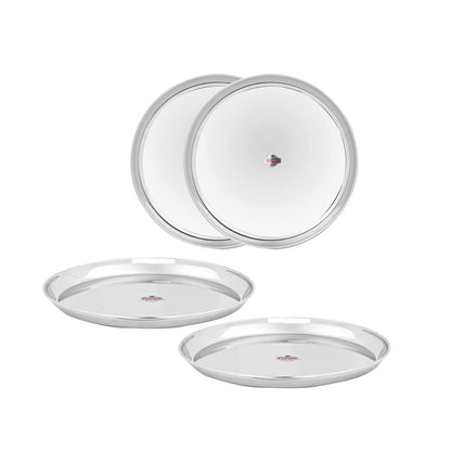 Vinod Stainless Steel Kanchan Bogi Plate, Lunch & Dinner Plate (Pack of 4, Dia 30 cm)
