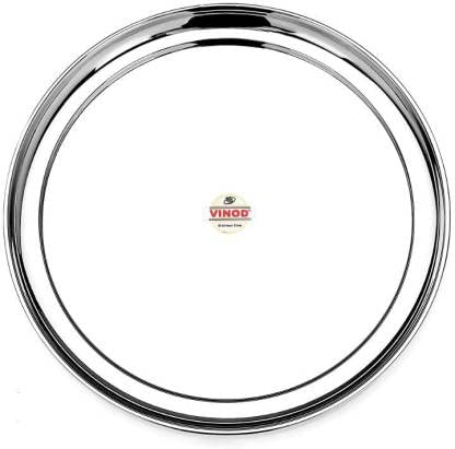 Vinod Stainless Steel Rajbhog Plate, Dinner Plate (Dia-28.5 cm, Pack of 4)