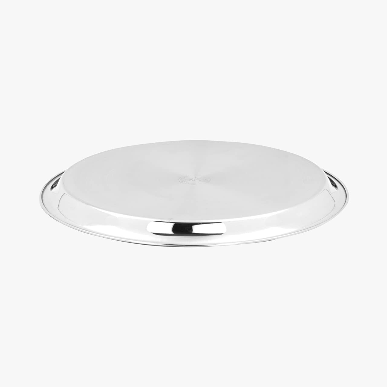 Vinod Stainless Steel Two Tone German Bogi Plate, Lunch & Dinner Plate, Set of 4 Pieces, Diameter 28.5 cm, Smokey Grey, Large