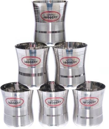 JAGGERY Small Stainless Steel Drinking Glasses Set of 6 Tumbler for Tea/Water/Juice Glass (180 ml)
