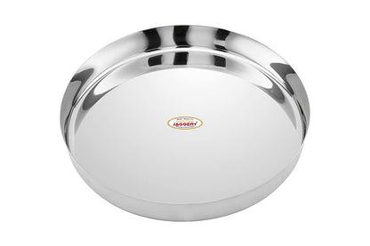 JAGGERY® Stainless Steel Heavy Gauge Dinner Plates, Lunch Dinner Thali Plates, (Khumcha-12, Dia 26 cm (Pack of 6)