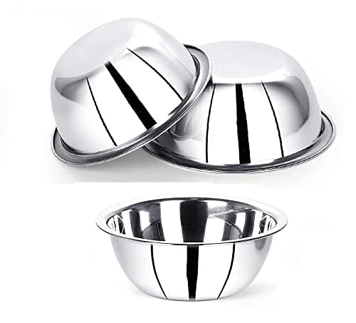 VINOD Steel Mixing and Serving Donga Stainless Steel Bowl -3 Pcs Set